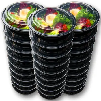 15pcs/set Meal Prep Containers Plastic Food Containers with Lids Outdoor Portable Bento Lunch Box, 1Compartment Round Lunch Box