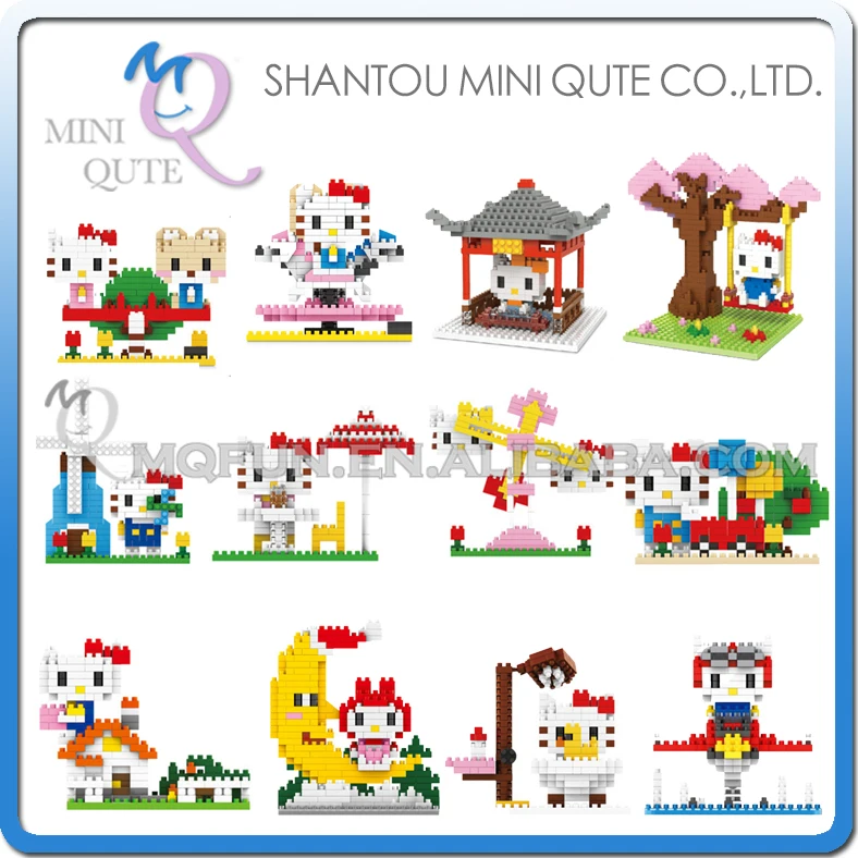 

Mini Qute LNO diamond Kawaii girls kids gift cartoon Hello Kitty plastic building block model action figures educational toy