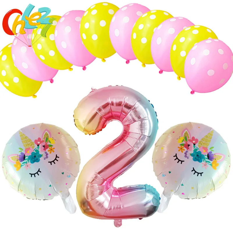 13 шт переливчатая радуга цвет день рождения шары градиент Единорог вечерние украшения номер 1 год детский душ точка латексные шары