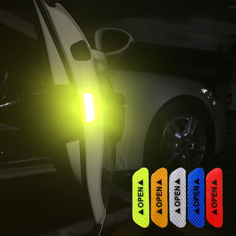 

10 set (4Pcs/Set) Nighttime Reflective Safety Warning Stickers Car Door OPEN Warning Reflective Stickers