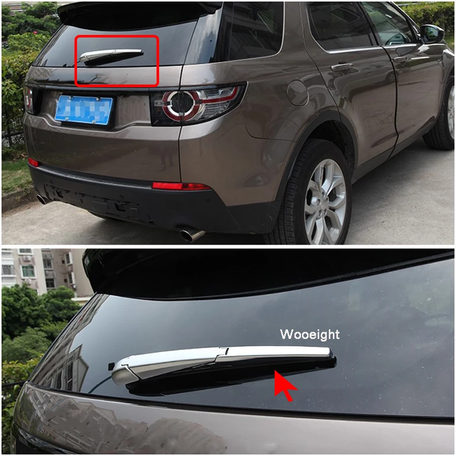 Wooeight 3Pcs Chrome Silver ABS Rear Window Wiper Tail Windscreen Frame Cover Trim For Land Rover Discovery Sport 2015 2016-2019 (1)