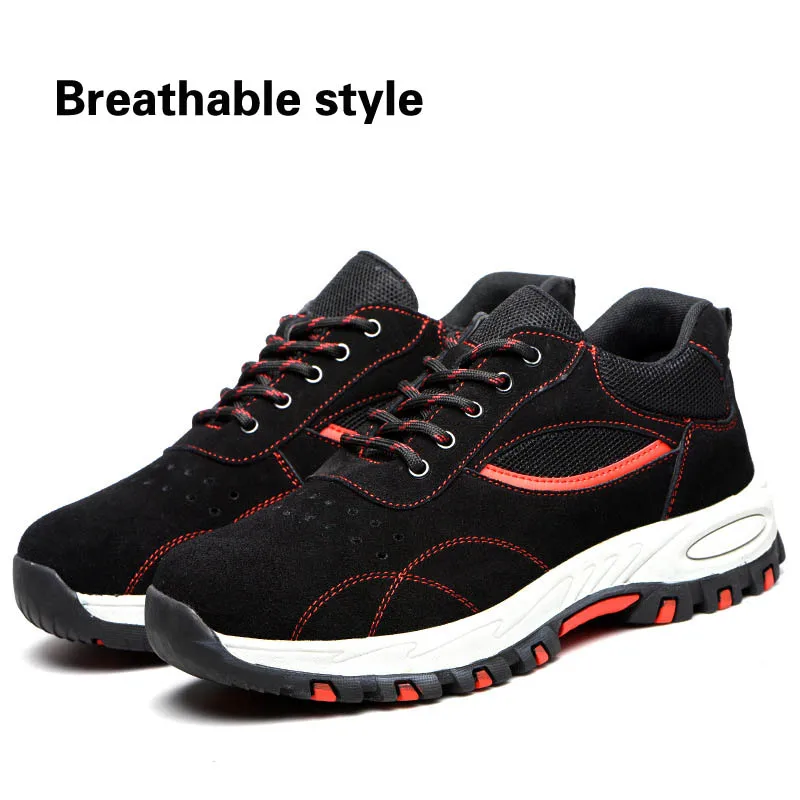 Safety Boot men's leather breathable wear-resistant steel toe caps anti-smashing anti-piercing work shoes Labor insurance shoes - Цвет: 3