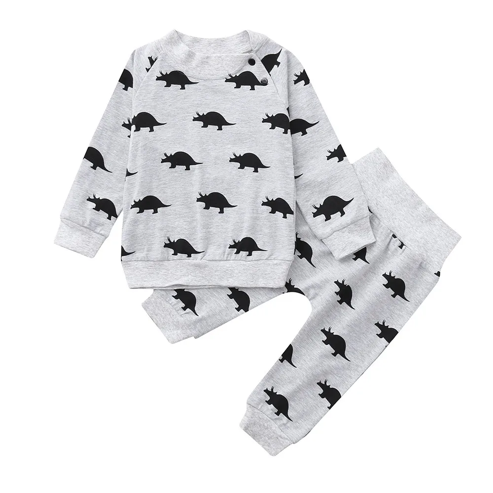 

2pcs Baby boys Clothes set Summer Baby Cotton Newborn Infant Baby Boy Girl Cartoon Dinosaur T shirt Tops Pants 2019 Clothes Set