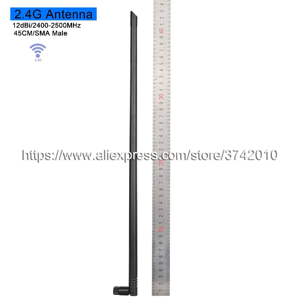 

Free shipping 1pcs High quality 12dBi 2.4G wifi router antenna SMA Male 45CM