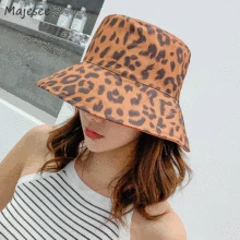 Панама, женский леопардовый принт, двухсторонняя шапка, складная универсальная, повседневная, модная, в Корейском стиле, милая, высокого качества