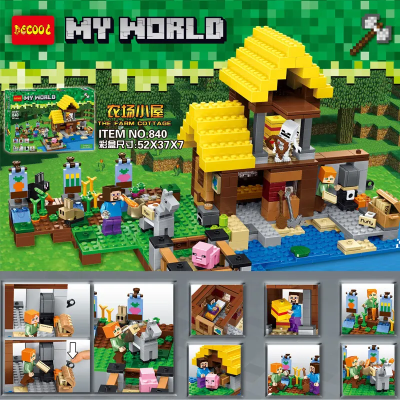 

Compatible with Legoingly 21144 my world Steve Minecraft The Farm cottage 549pcs building blocks bricks Toys For Children