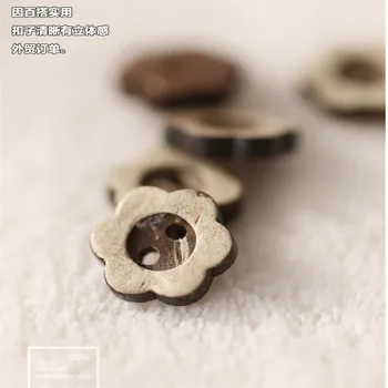 

natural wool patchwork button shirt wood buttons handmade