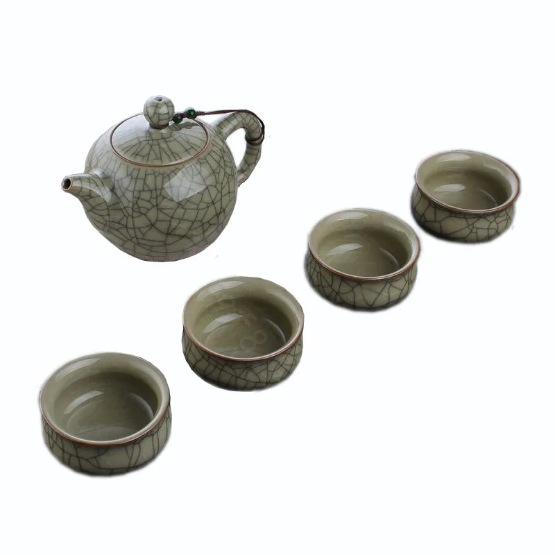 Cool Best Antique Green Crack Glazed Tea Cup Sets Kung Fu Ceramic Bone