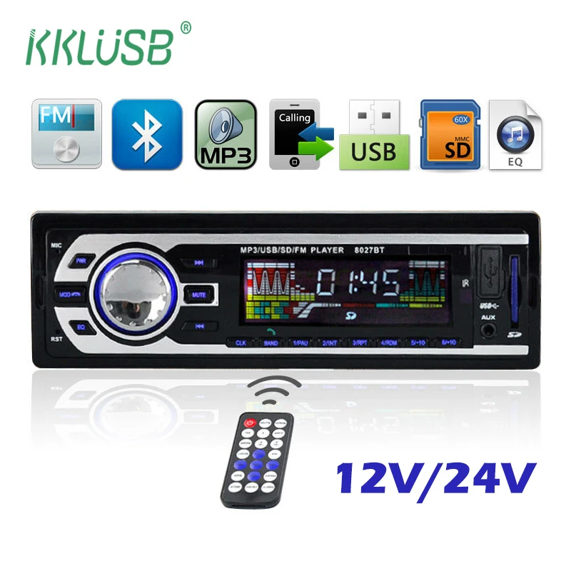 1 din car radio blutooth SD card USB charger handsfree 12v 24v