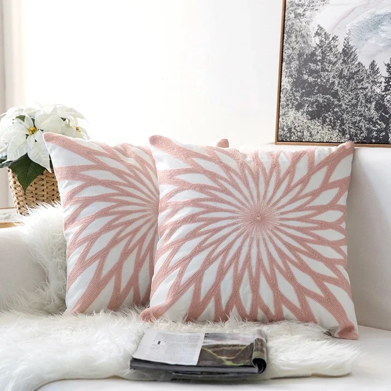 

Embroidery Pillow Cover BOHO Cushion Cover 100% Cotton Wedding Pillow Cover Boho Home Decor, Custom Size&Color 45X45CM/40CMR