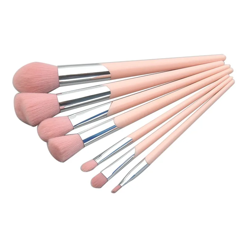 7 Pcs Bevel Mouth Tube Plastic Handle Powder eye brush makeup brush Set Makeup Tool 121#Xu4