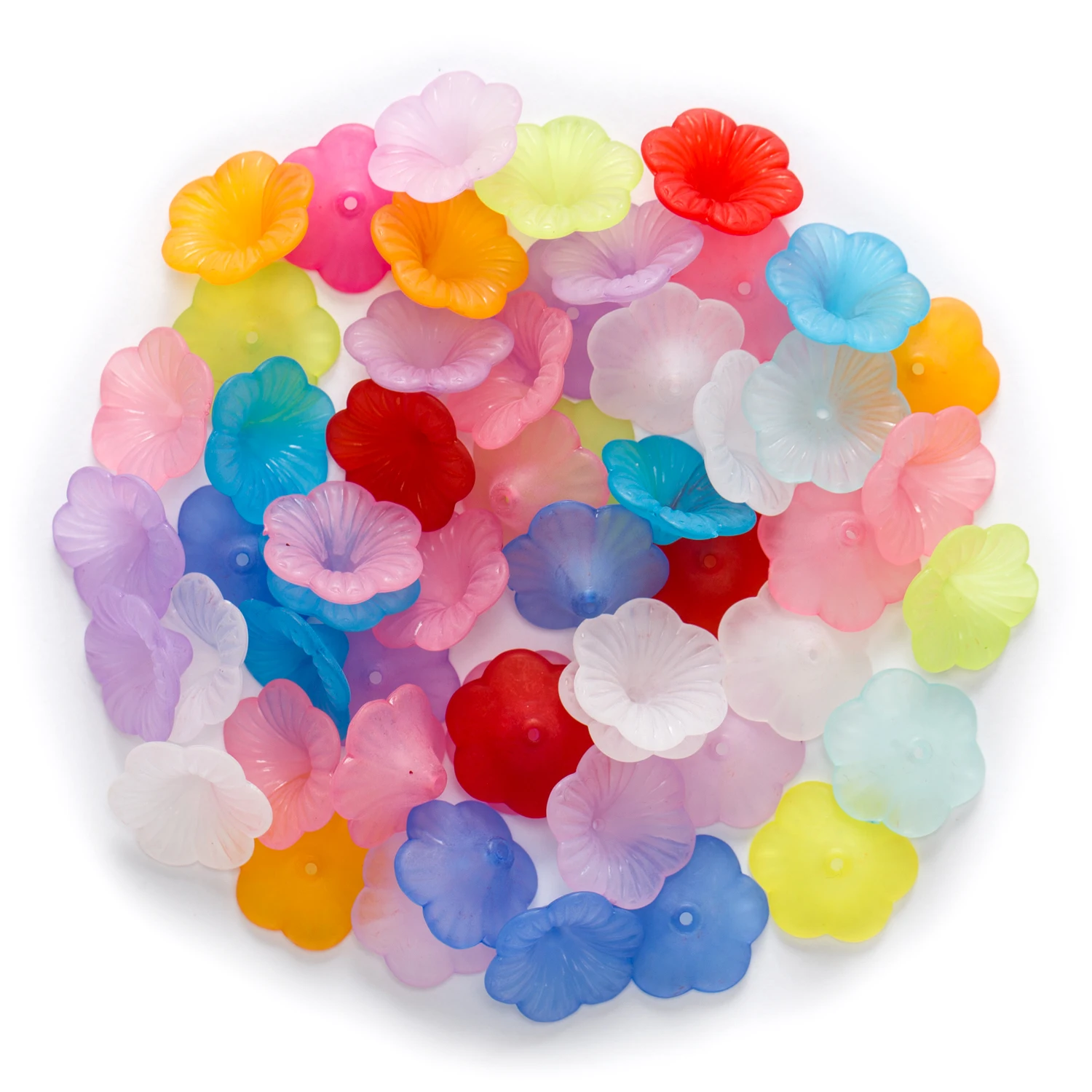 

50 Piece Multicolor Random Mixed Acrylic Flower Shaped Spacer Beads Findings Jewelry Making Spacer Beads 12-21mm