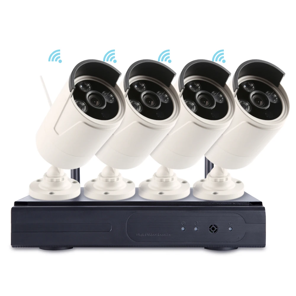 4CH IR HD Home Security Wifi Wireless IP Bullet Camera System 720P CCTV SET Outdoor Wifi Cameras Video NVR Surveillance CCTV KIT