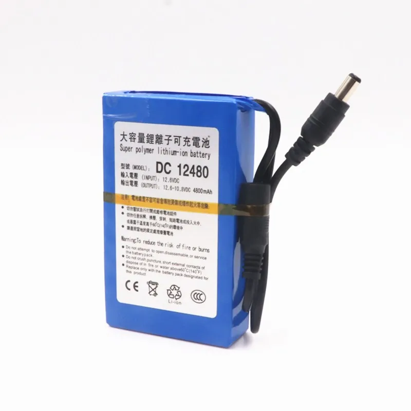 Fikida 12 V 4800 mAh литиевая батарея перезаряжаемая литий-ионная батарея с DC 12480 зарядным устройством EU/US Plug