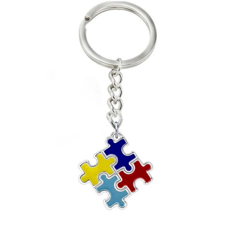 

1PC Autism Puzzle Charm Keychain Awareness Key Ring Gifts Jigsaw Autism Keychains Puzzle Piece Keyring Keepsake Gift for Her Him