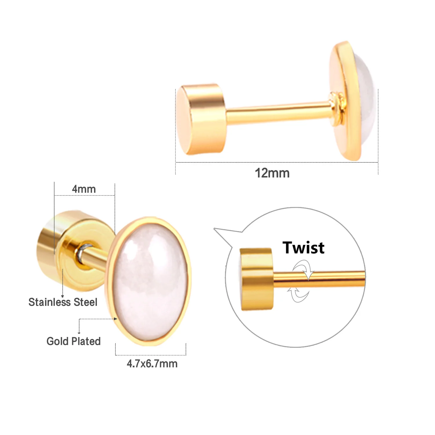 LUXUSTEEL Stainless Steel Oval Earring Fashion Jewelry Brinco Party pendientes Mujer Gold  Color  Plus Earring  Wholesale Bijoux