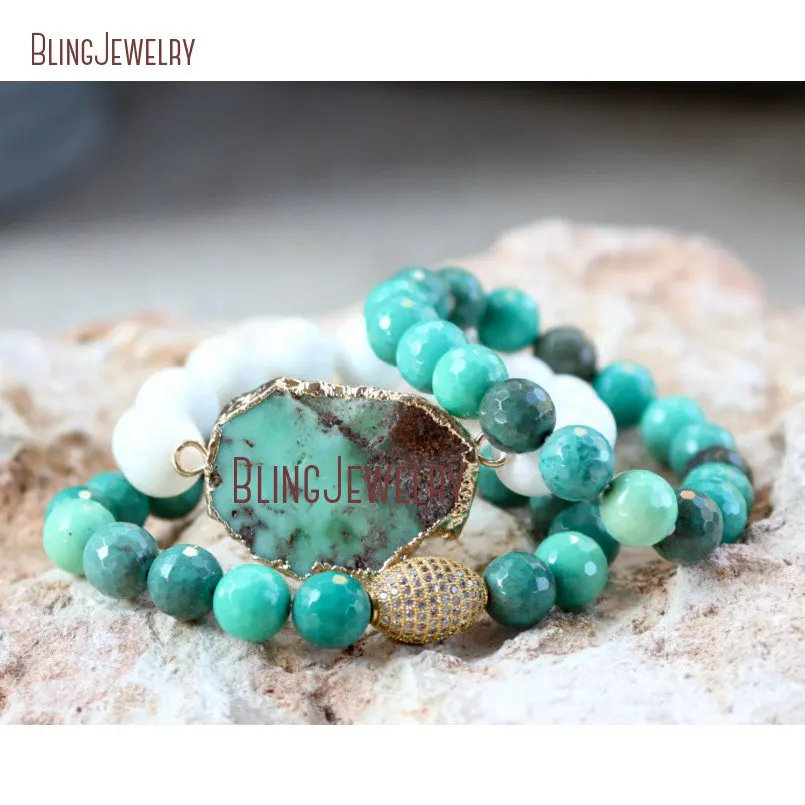 

Chrysoprase Beads Bracelet Pave Gold Ball Bracelets BM22773