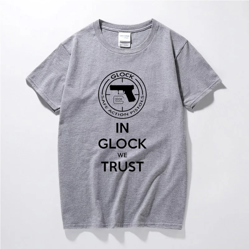 Летняя футболка Camisetas Hombre футболка Glock Handgun логотип США хлопковая футболка с короткими рукавами Топы модная футболка homme - Цвет: Серый