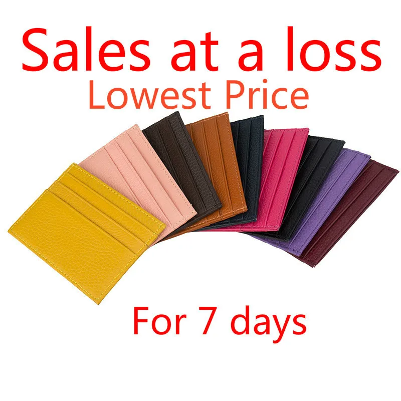 

Real Cow Leather ID Cardholder Genuine Short Thin Card Holder Wallet Bank Credit Card Case Multi Slot Slim Business Cash Pocket