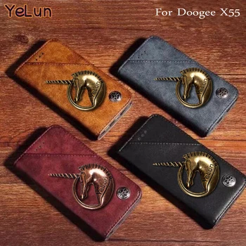 

YeLun Case For Doogee X55 Premium Retro Wallet Case Flip Leather Metal Unicorn Cover Holder Card Slot Wallet Phone Case Cover