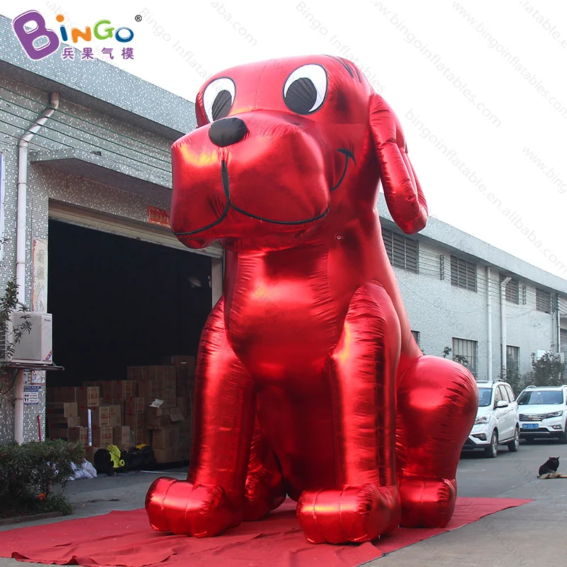Customized 16.4ft high red and golden giant inflatable dog decorative