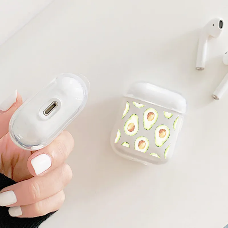 DIFFRBEAUTY мягкий прозрачный чехол для наушников для Airpods чехол с милыми авокадо птицами цветами листьями горячая Распродажа чехол с кристаллами для Airpod