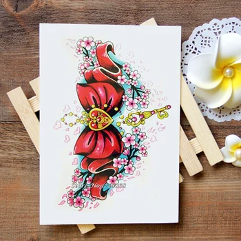 

Waterproof Temporary Tattoo Sticker red Bow tattoo Water Transfer Flash Tattoo fake tattoo for women men kids #520
