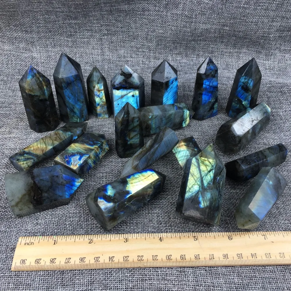 1kg Natural labradorite obelisk quartz crystal wand point healing 15-20pcs | Дом и сад