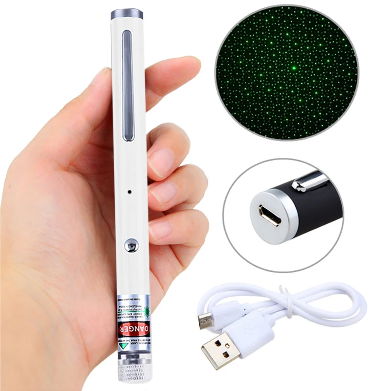 USB лазерная указка перезаряжаемая зеленая красная 532 нм 650 яркая одноточечная
