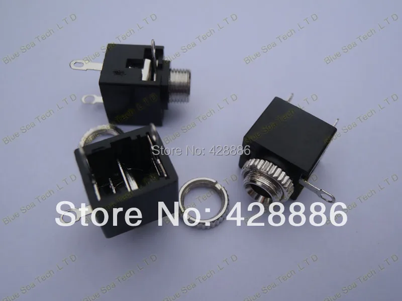 40X 3 5mm Headphones earphones Stereo Jack Socket Switch With nut PCB Panel Mount Chassis Free Shipping