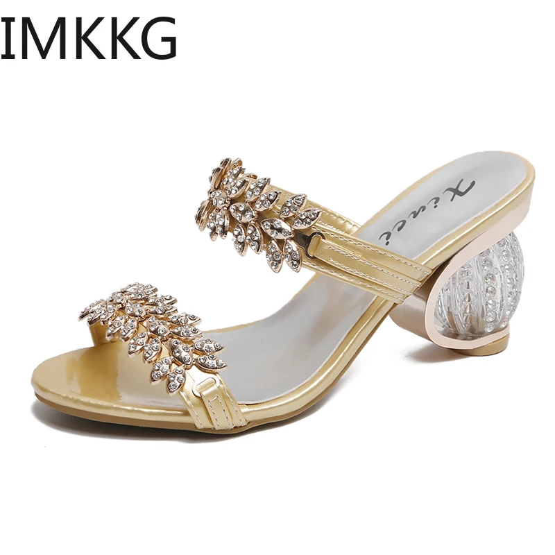 

Summer New Round Toe Strange Style Rome Women Sandals Concise Sexy High Heels Party Casual Crystal Shoes Woman F90151