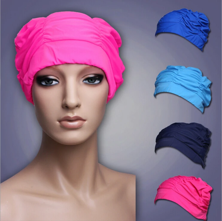 Ladies Womens Swimming Hat Swim Bathing Turban Elasticated woman Long