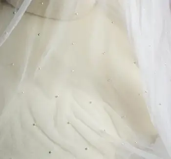 

3yards off white Super fine Pearl Beaded Xian soft gauze veil wedding ceremony dress fabrics soft white net photography DIY