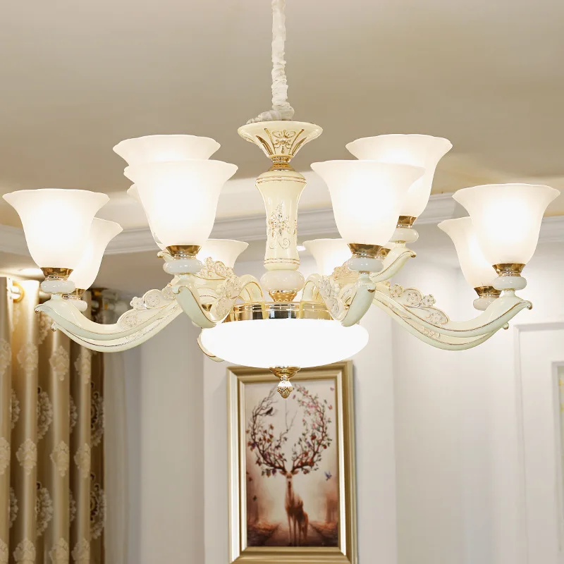 

Modern LED chandelier living room suspended lamps ceramics luminaires bedroom lighting home fixtures copper hanging lights