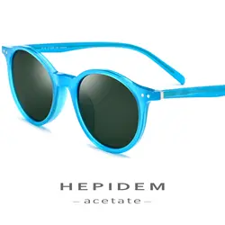 HEPIDEM ацетатные поляризованные солнцезащитные очки Для мужчин 2019 круглый в винтажном и ретро стиле солнцезащитные очки для женщин
