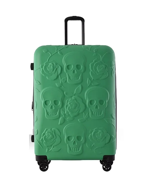 Дорожный чемодан с изображением черепа, крутой чемодан с изображением черепа, модный чемодан с изображением цветка для женщин или мужчин, Дорожный чемодан - Цвет: 24 inch