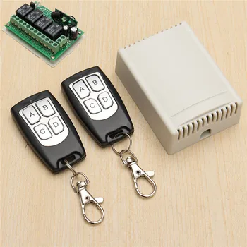

High quality 12V 3A 200M wireless remote control switch transceiver 4CH relay switch with 2 receiver compatible 2262 2260 1527
