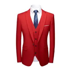 (Куртка + жилет + штаны) для мужчин Модные Повседневные Классические Бизнес рабочие костюмы Для мужчин Slim Fit Свадебный костюм полный платье