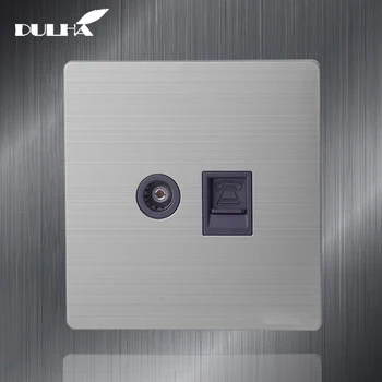 

Telephone And Television Wall Socket Double Port Universal Electrical TV Aerial Socket + RJ11 Jack Plug TEL Outlet Free Shipping