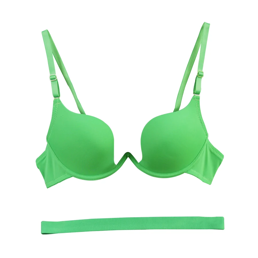 Top quality plunge bra seamless candy color women's lingerie push up underwire girl underwear sexy everyday hot bras 7 colors bra and panty sets