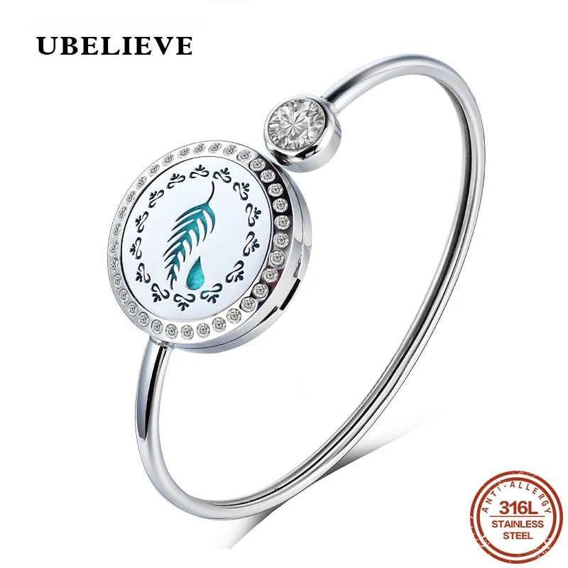 

UBELIEVE Fashion Charm Bangles Silver Color Opening Adjustable Women's Round 316L Stainless Steel Bangles & Bracelets 25MM