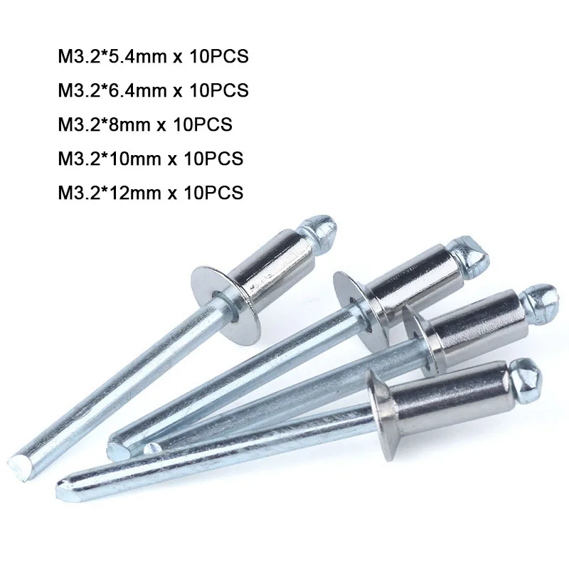 

M3.2 Aluminum Blind Countersunk Head Rivets Decorating Nails Flat Head Pop Aluminum Rivets Kit Length 4-12mm