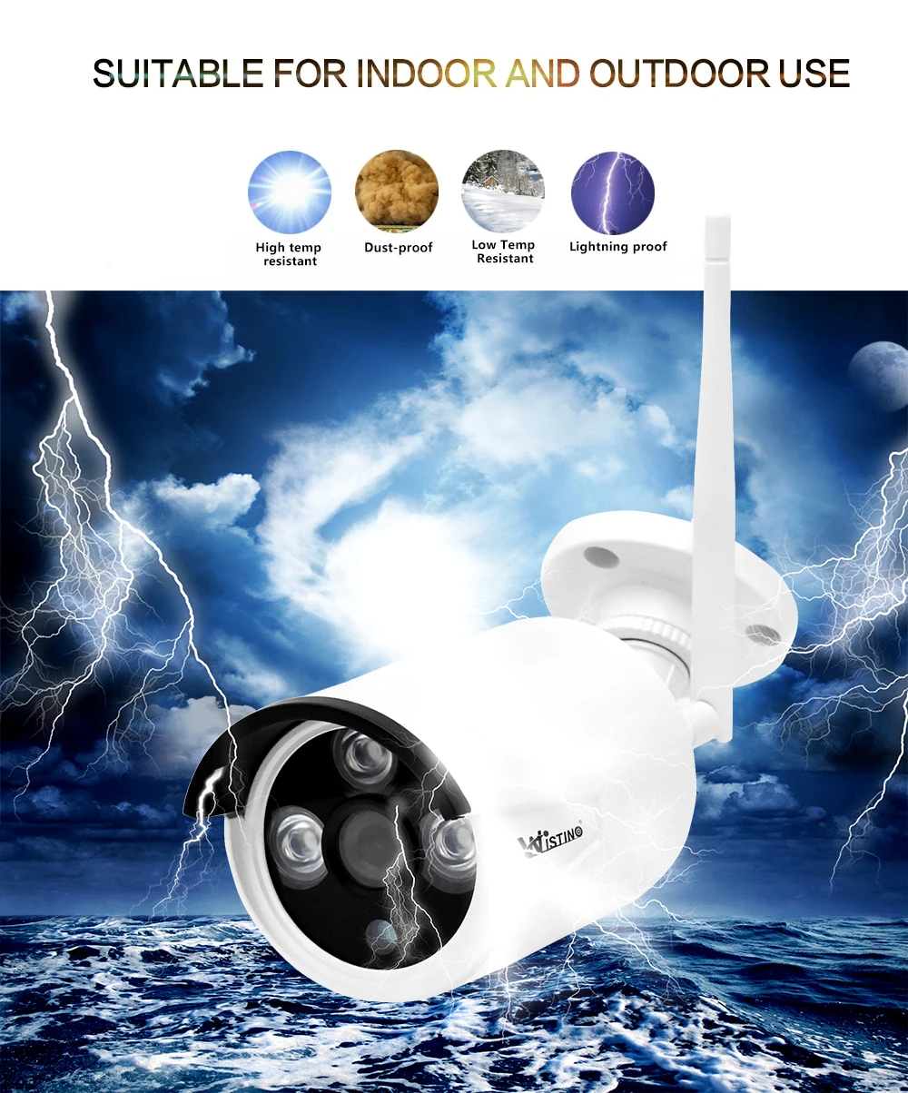 Wistino 4CH CCTV System HD 720P Wireless NVR Security IP Camera P2P Wifi Kit Outdoor 1MP Monitor Kits IR LCD Screen Surveillance (10)