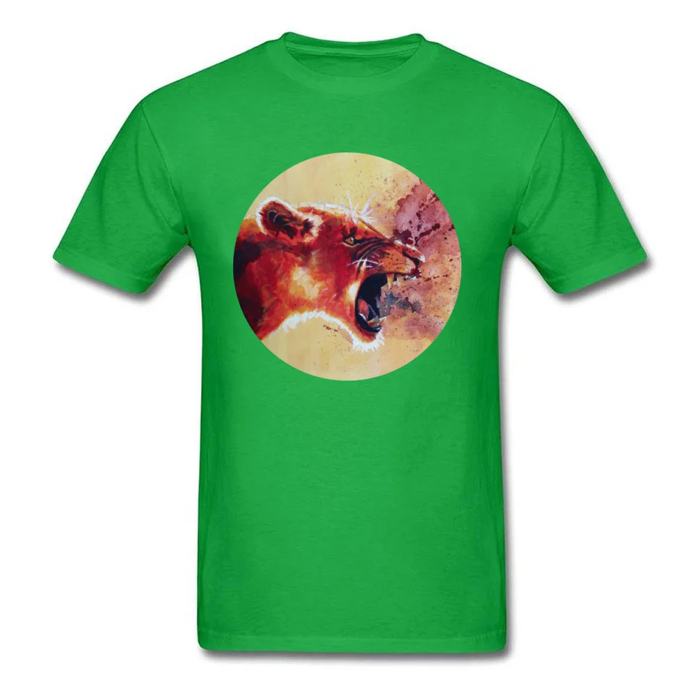Men New Coming Tops Shirt O-Neck Summer/Autumn 100% Cotton Top T-shirts Fashionable Short Sleeve Roar Lion portrait Tshirts Roar Lion portrait green