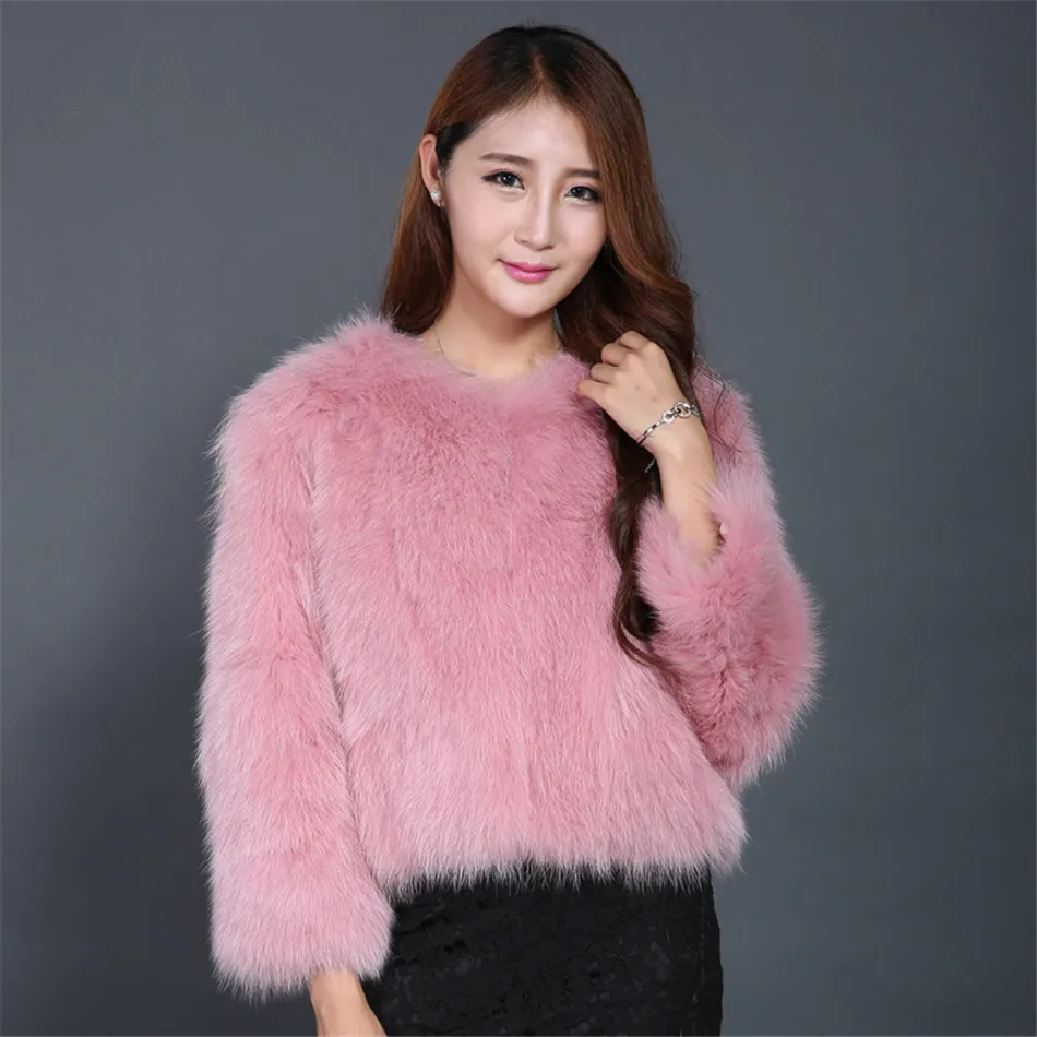 Женское пальто из лисьего меха розовое натурального Лисьего меха|fox fur coat real|fur