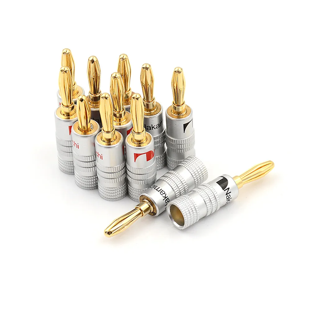 

12 X Golden Nakamichi Speaker Banana Plug Connector Adapter Connectors Top Quality