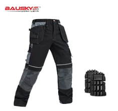 Новые высококачественные мужские рабочие брюки, рабочие брюки с несколькими карманами, рабочая одежда - Цвет: B125-Black