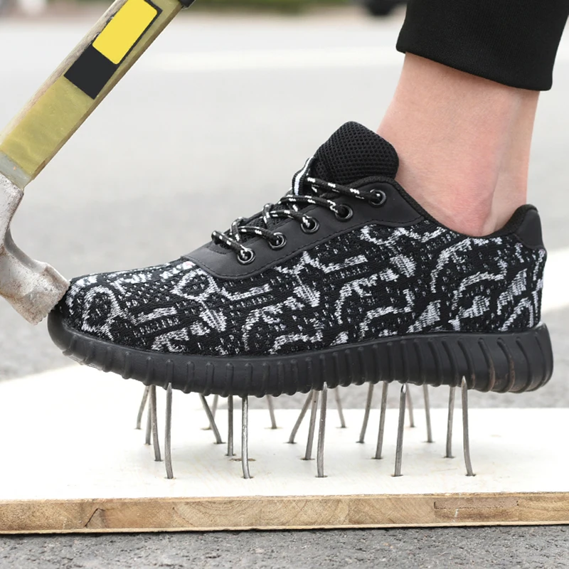 

New Breathable Safety Shoes Men's Lightweight Summer Anti-smashing Casual Work Sandals Single Mesh Sneakers