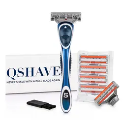 Qshave Для мужчин руководство для бритья Лезвия для бритв пополнения оранжевый Цвет X3 лезвие, 4 картриджа (только лезвия без ручки)