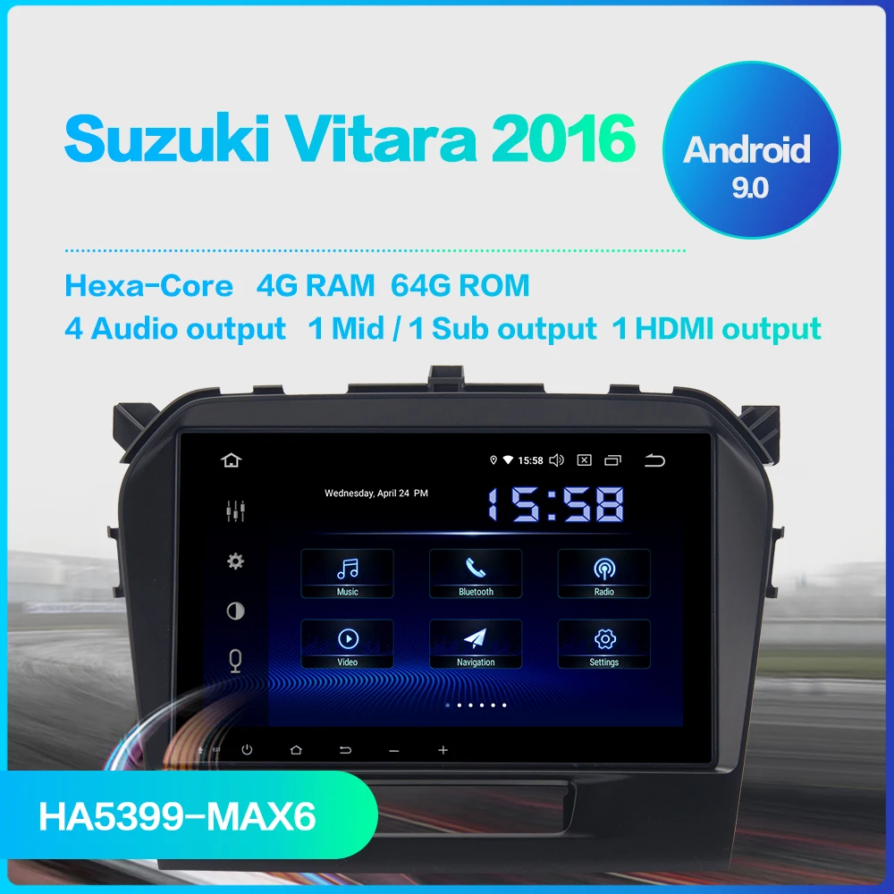 Dasaita " ips 1 din Автомобильный Радио плеер Android 9,0 для Suzuki Vitara Bluetooth gps Авторадио 64 ГБ rom HDMI